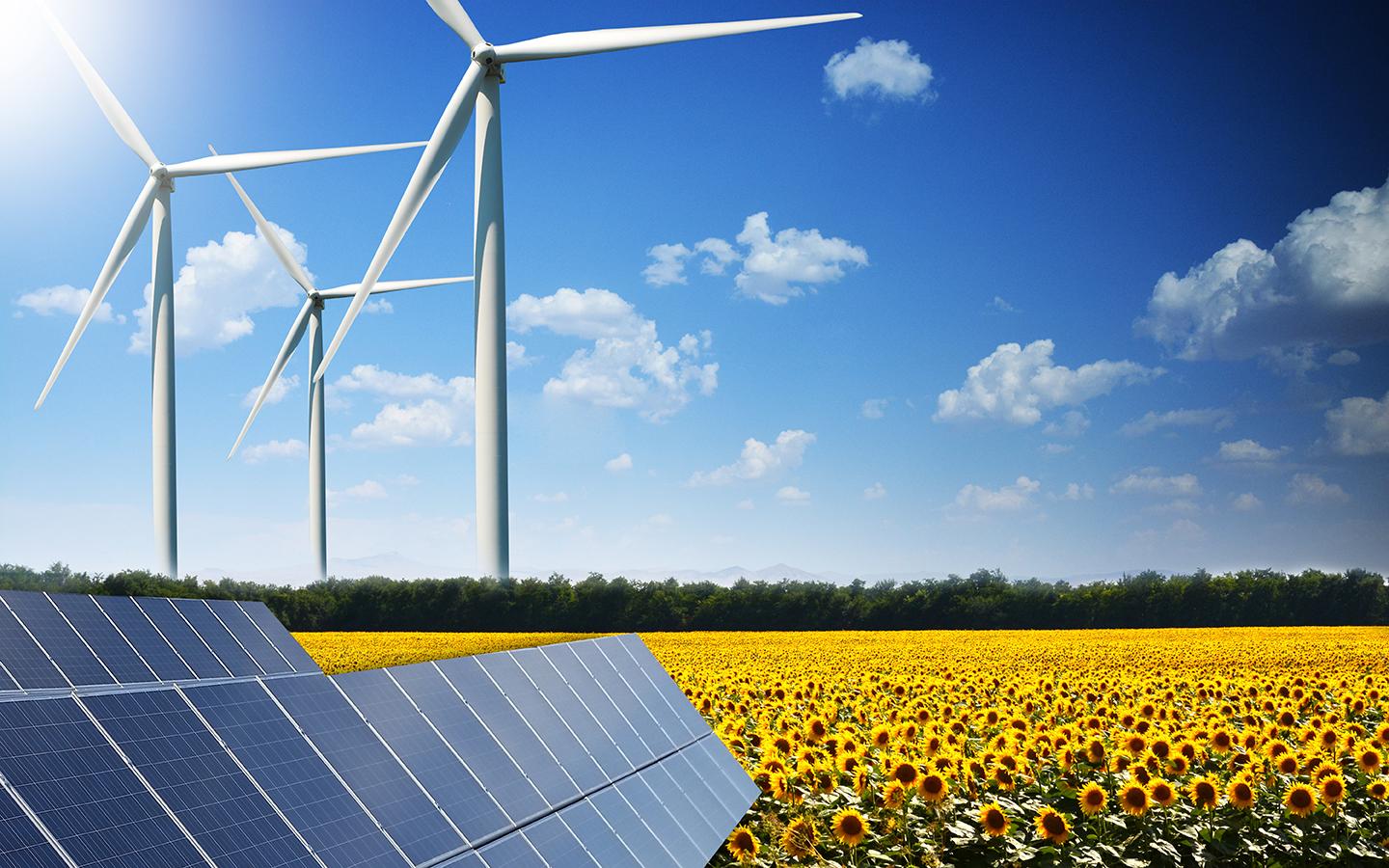 Éoliennes et panneaux photovoltaïques